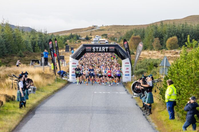 Runners at the start of the Loch Ness Marathon