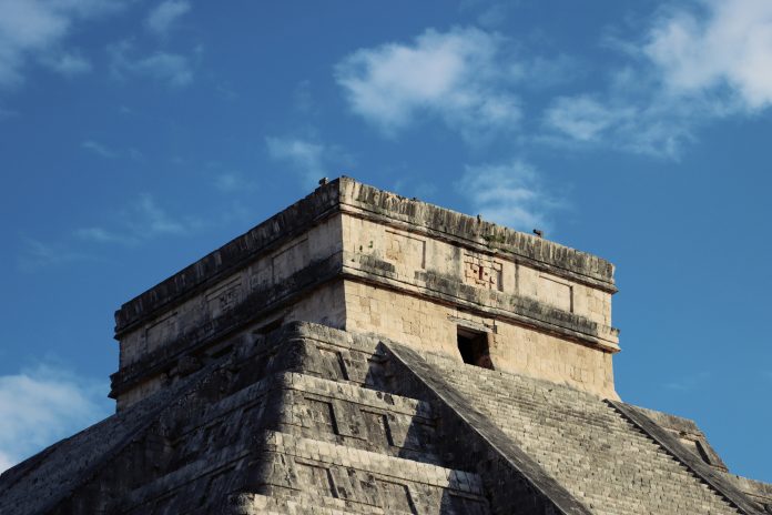 Photograph of ancient Aztec building.
