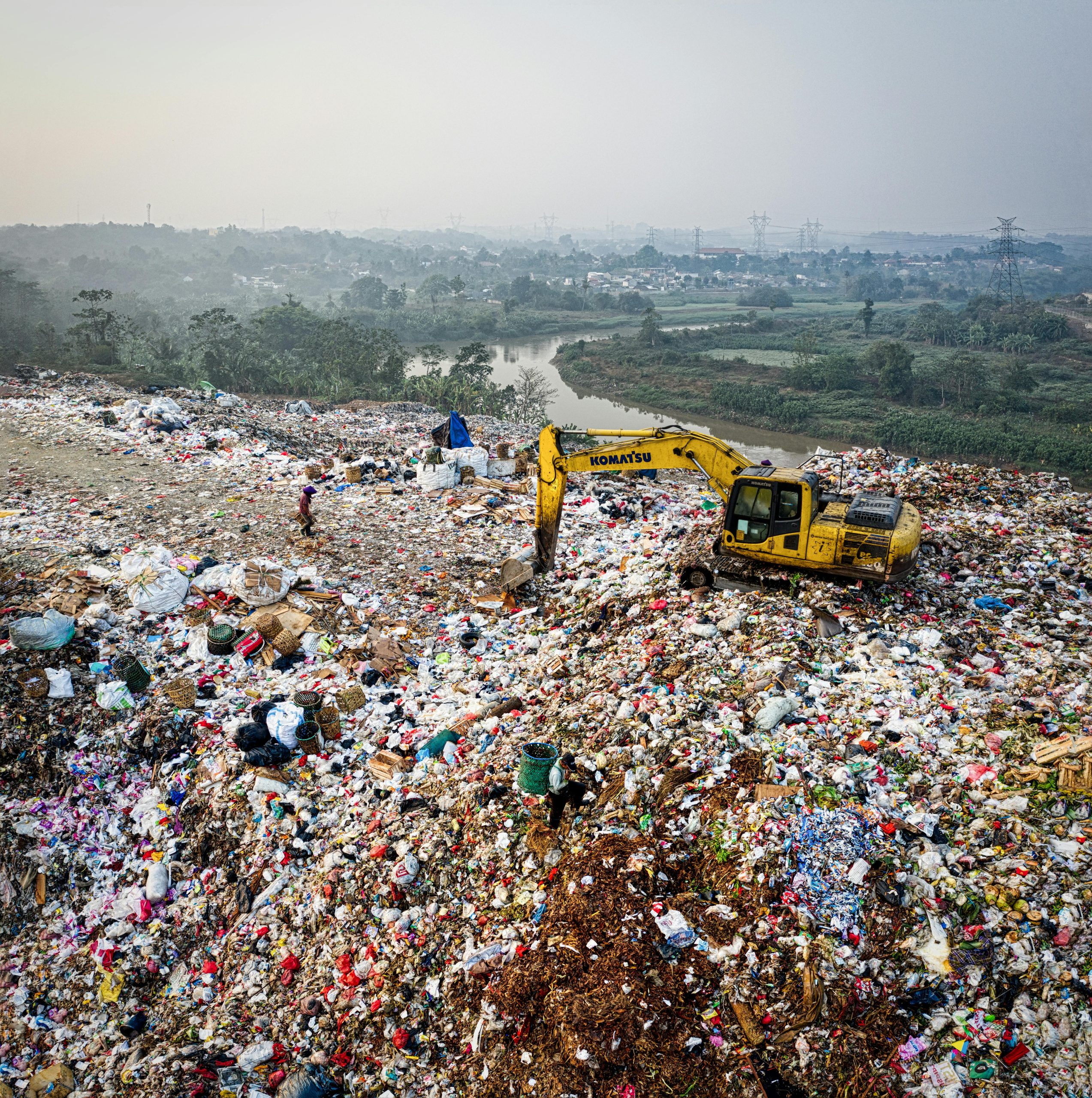 Landfill Digger on top of a landfill