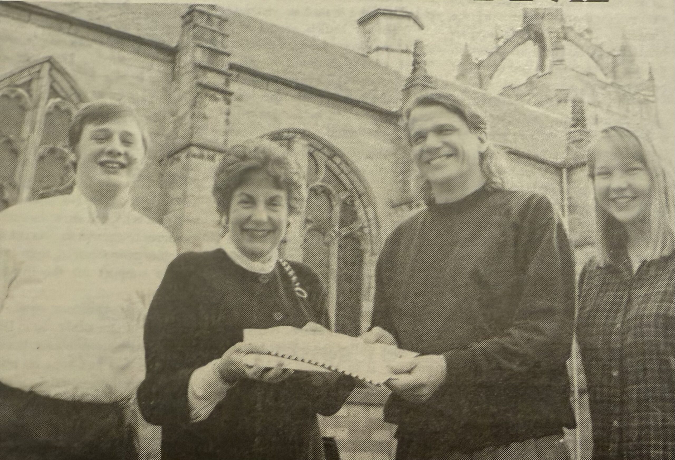 Ron Bird 1 Photo credit (Ron Bird): The Gaudie Archives. Caption: From L-R Richard Baker, Gillian Shephard (then Education Secretary), Ron Bird and Mr. Bird’s successor Louise Adam. Mr. Bird presenting the Education Secretary with a petition signed by 1000 students against cuts to education.