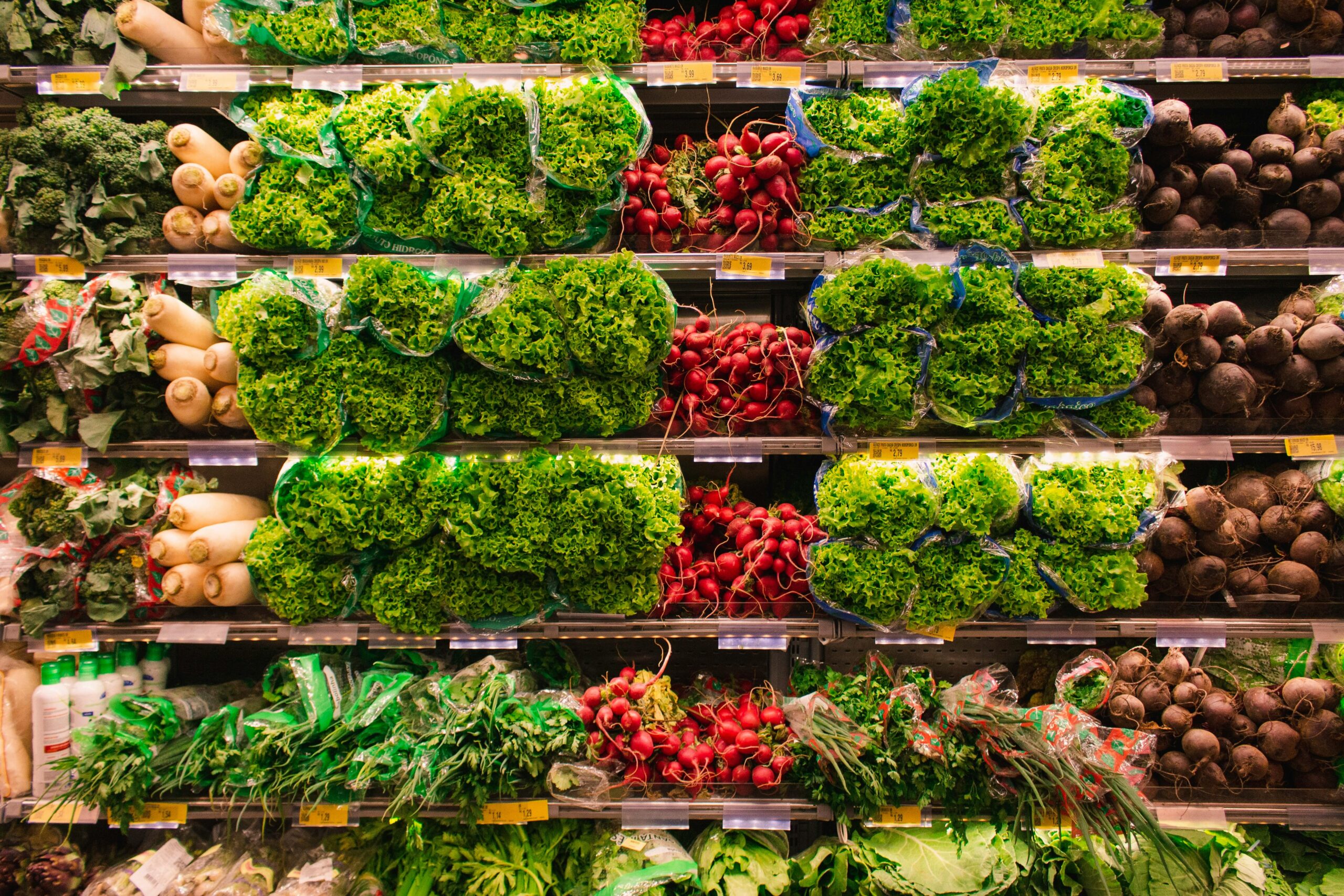 Vegetables on a supermarket shelf Vegetables on a supermarket shelf