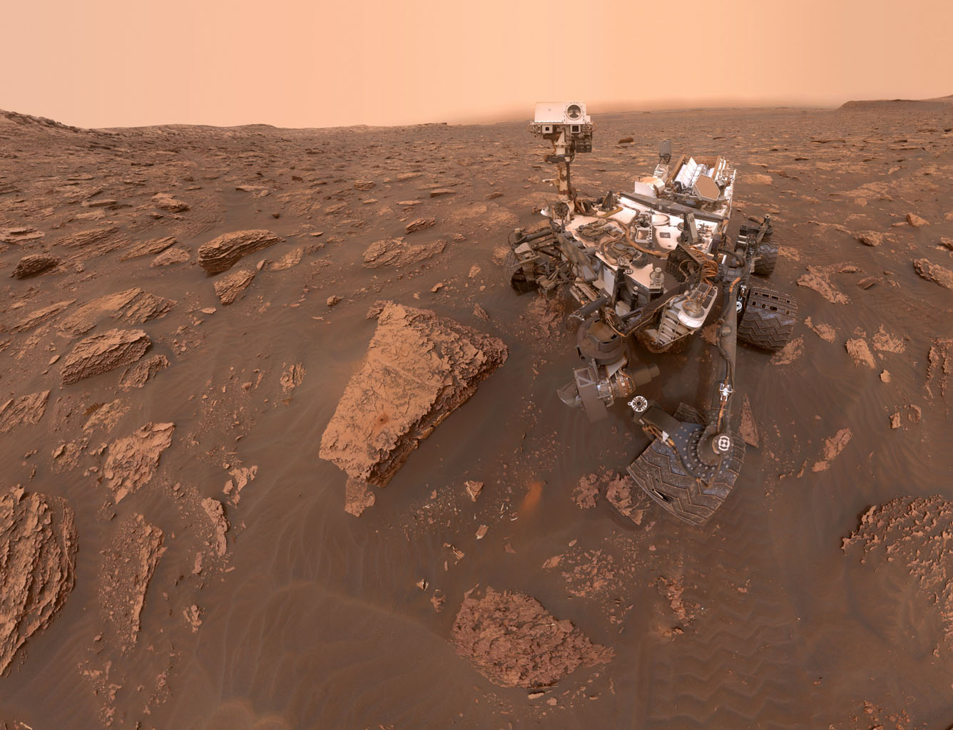 Mars Curiosity's Dusty Selfie from Mars exploration mission in 2018 by NASA/JPL-Caltech/MSSS via Flickr
