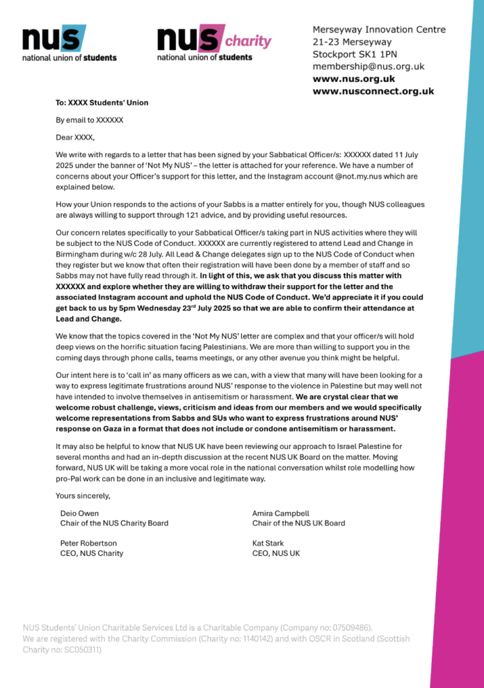 Leaked NUS email, page 1 of 6 (Source: Not My NUS)