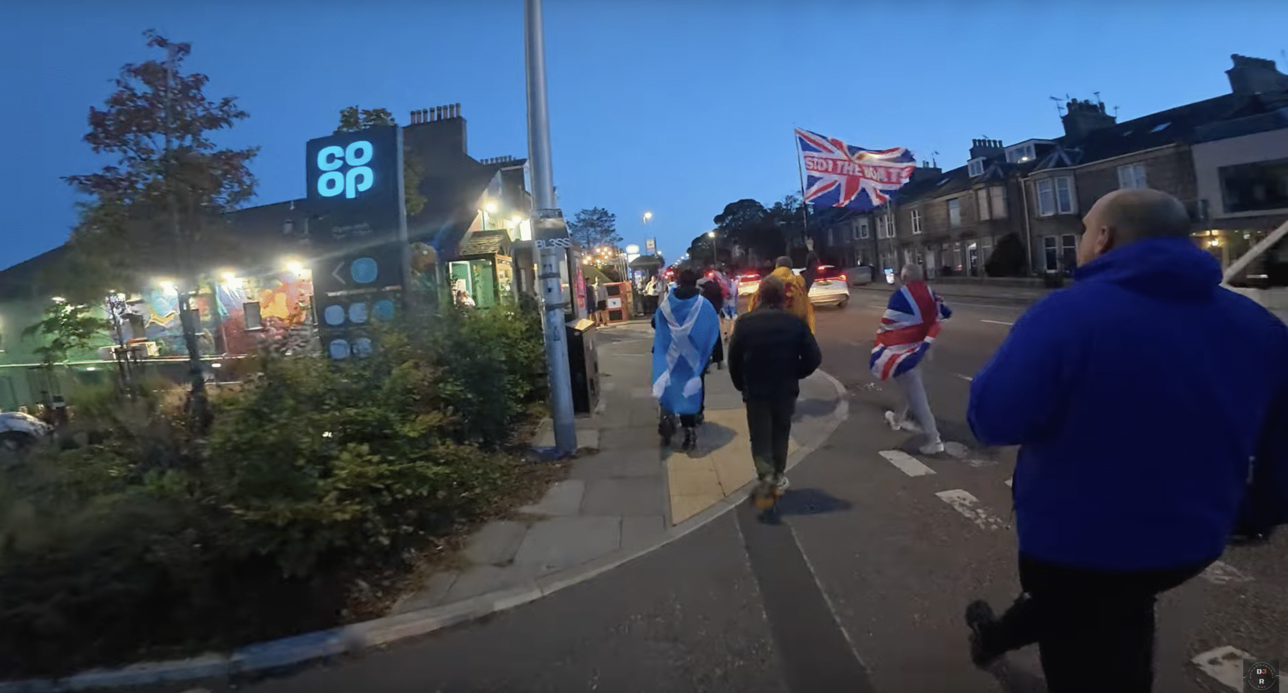 Anti-migrant protesters march on King Street (Source: DJ R Media via YouTube) Anti-migrant protesters march on King Street (Source: DJ R Media via YouTube)