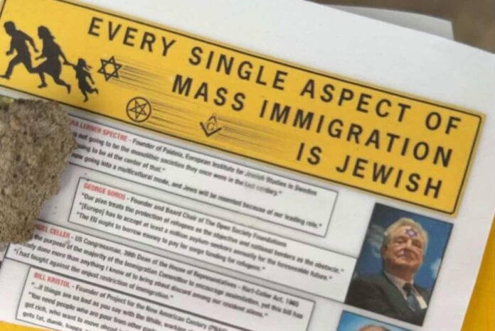 Antisemitic leaflet (supplied by Stand Up To Racism Aberdeen and Moray)