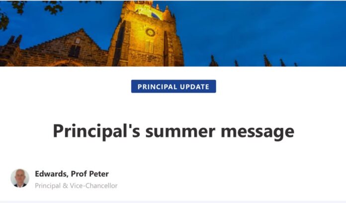Opening of Principals message to staff - Source: Anonymous