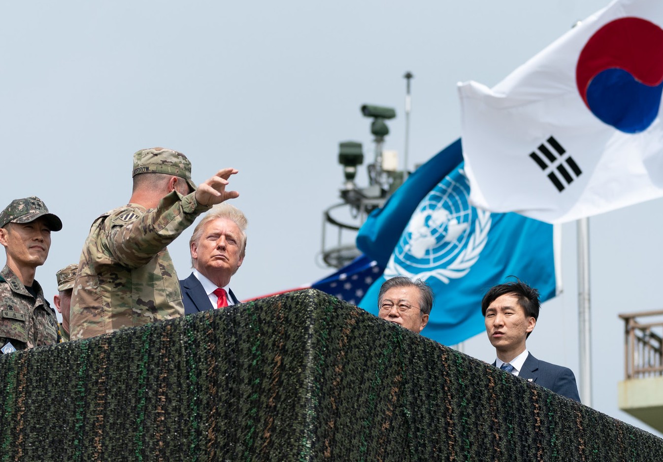 President Trump tours the Korean Demilitarised Zone with South Korean President Moon Jae-in in 2019